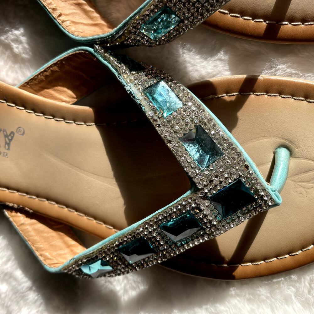 SKU 1456 Via Pinky Collection Faye-01 Women's Blue Gemstone Sandals Size 6 - Picture 5 of 6